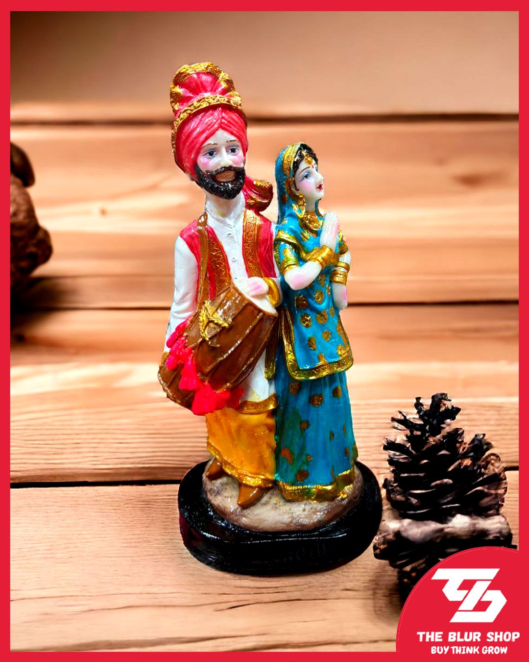 "Bhangra Harmony: Couple Sculpture Showpiece for Home Decor and Workplace"