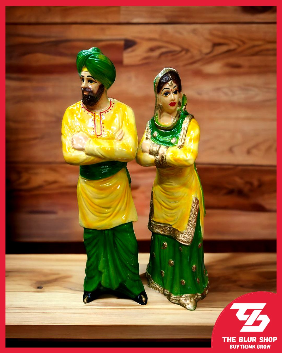 Punjabi Harmony: Couple Sculpture Showpiece for Home and Workspace
