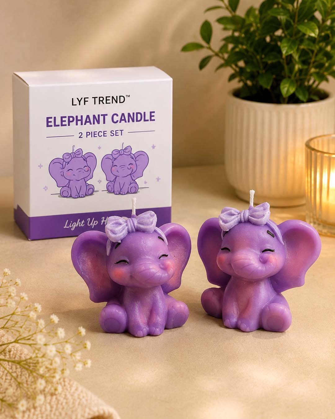 LYF Trend Baby Elephant Candles – 2 Piece Set