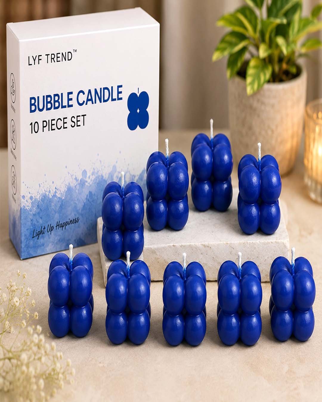 LYF Trend Small Bubble Glow Candles (10 pc set